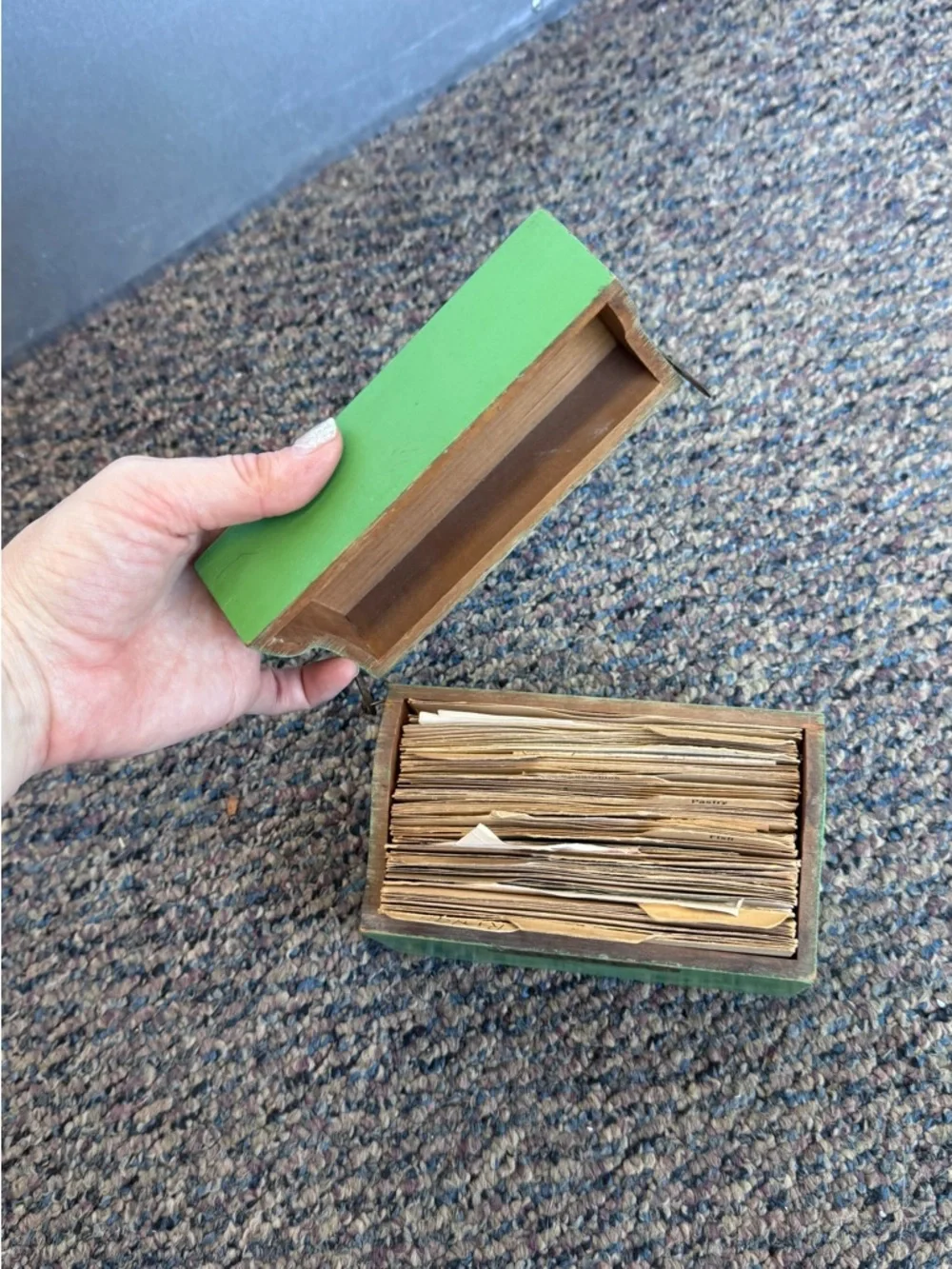 Knickerbocker-Instand Vintage Recipe Box Green Shabby Chic - Picture 3 of 9